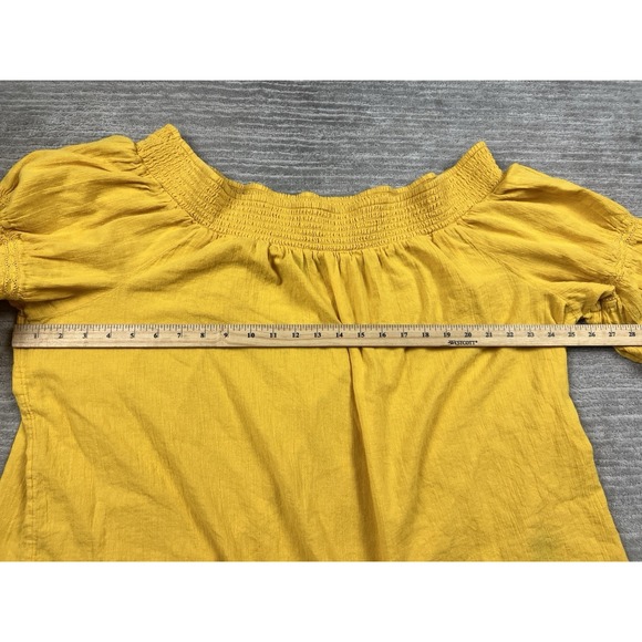 Lane Bryant Top Womens 22/24 Yellow Off Shouder Embroidered 100% Cotton - Picture 4 of 13